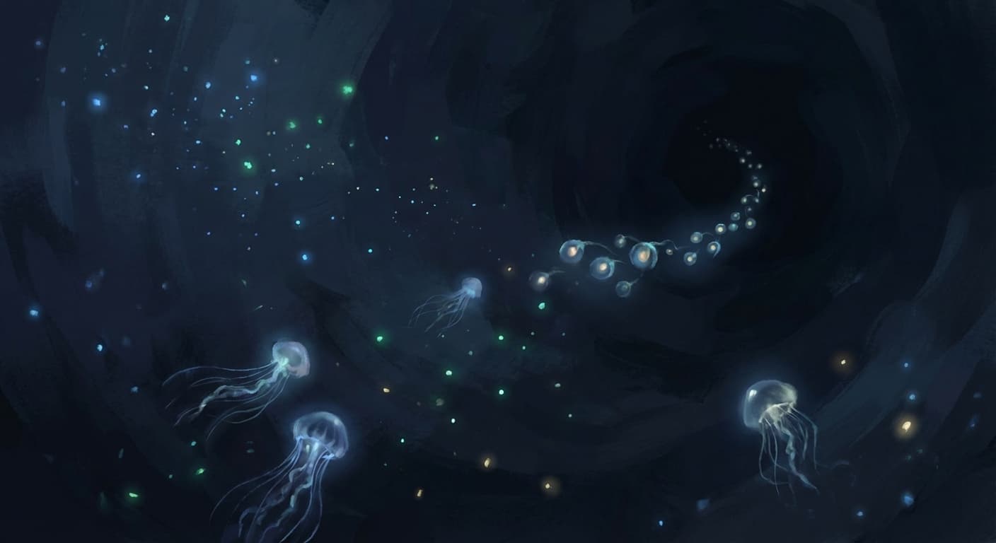 Deep Ocean Bioluminescence illustration
